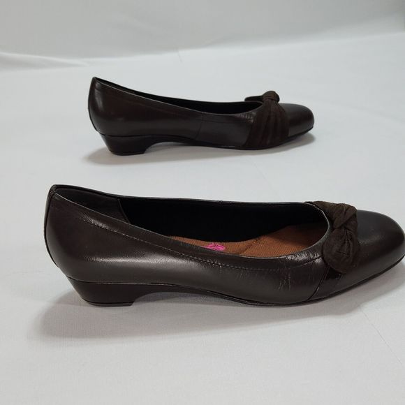 Ros Hommerson Tao Shoe Brown Leather Suede Bow Women's 8M Low 1.5" Heel Wedge - Picture 4 of 16